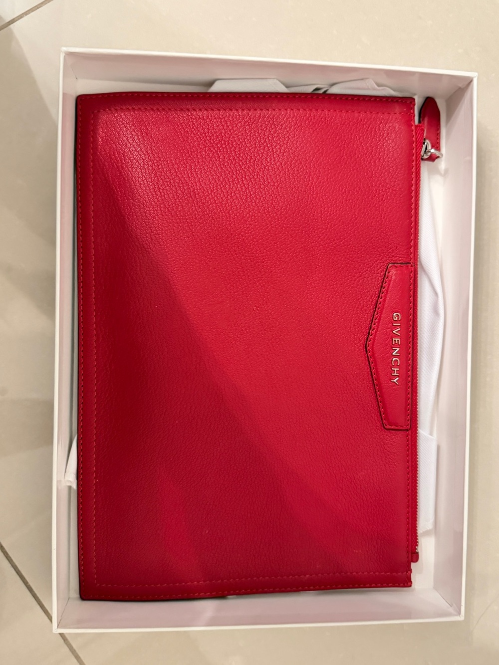 Givenchy Red Zip-Around Leather Pouch